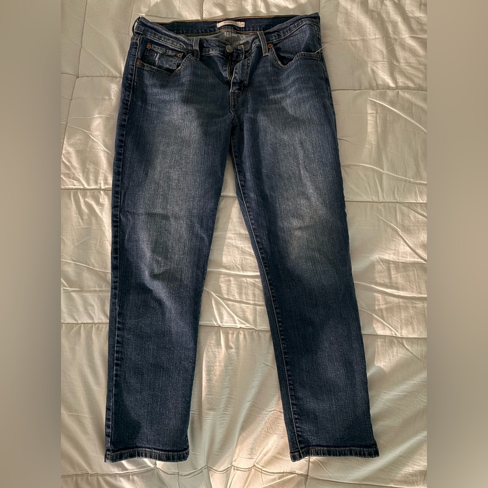 LEVIS Blue Straight Leg Jeans with Lived-In Look